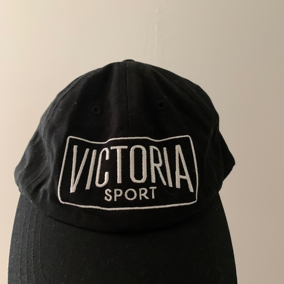 Victoria’s Secret Sport Black Hat Cap White Embroidered One Size Adjustable NWOT - Picture 4 of 4